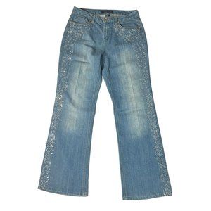 Baccini‎ Women's Blue Sequin Denim Bootcut Jeans Size 8